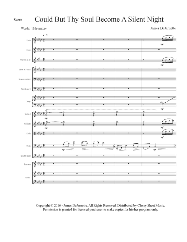 Vocal Choir (SATB) With Soprano Soloist And Orchestra - Could But Thy Soul Become A Silent Night