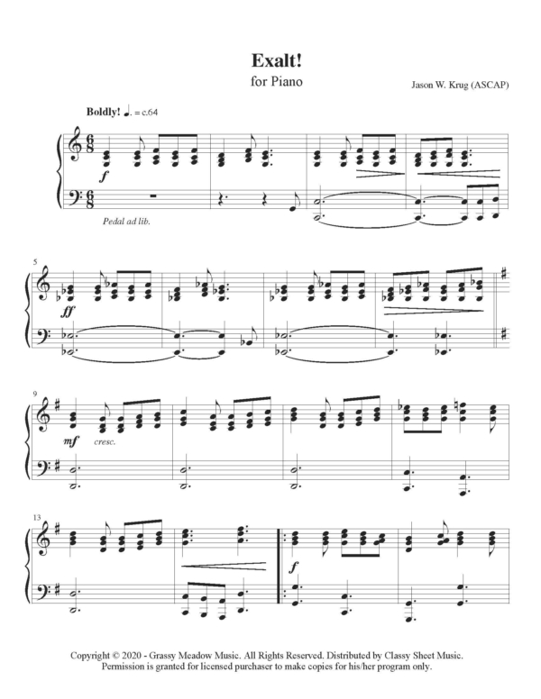 Piano - Exalt! from "Worship At The Keys Winter Volume 1"