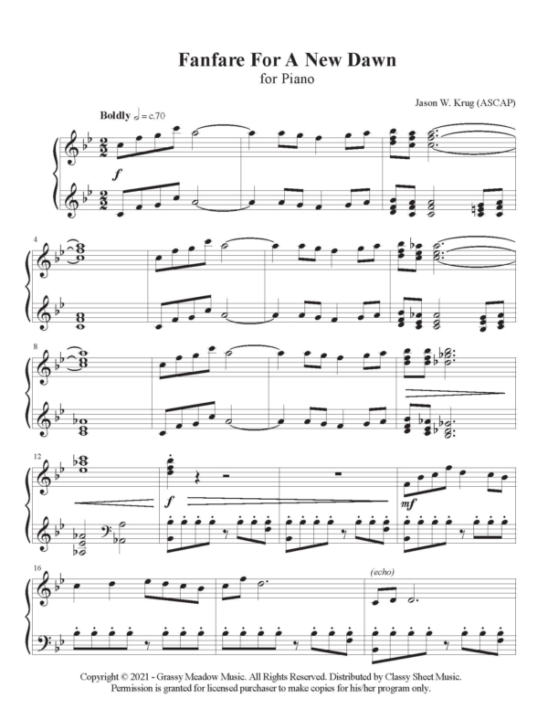 Piano - Fanfare For A New Dawn from "Worship At The Keys Spring Volume 1"