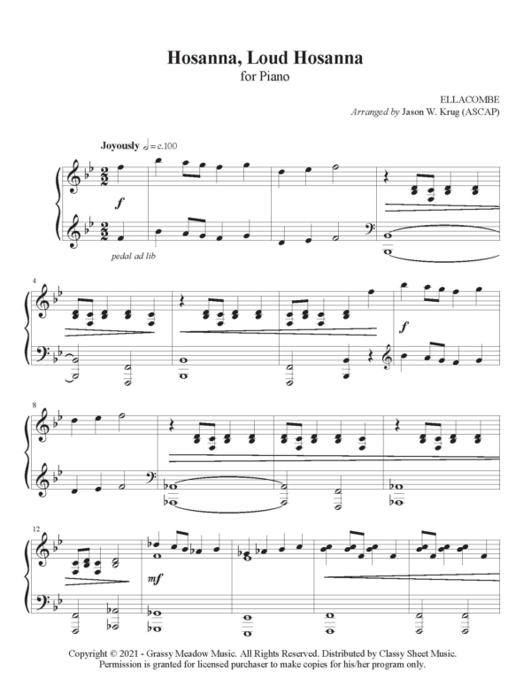 Piano - Hosanna, Loud Hosanna from "Worship At The Keys Spring Volume 1"