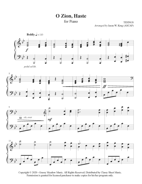 Piano - O Zion, Haste from "Worship At The Keys Winter Volume 1"