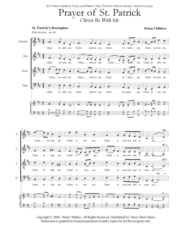 Vocal Choir (SATB) Unaccompanied - Prayer Of St. Patrick from "Three Benedictions"